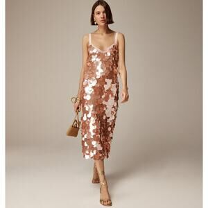 J. Crew Sequin Midi Dress in Pink and Gold